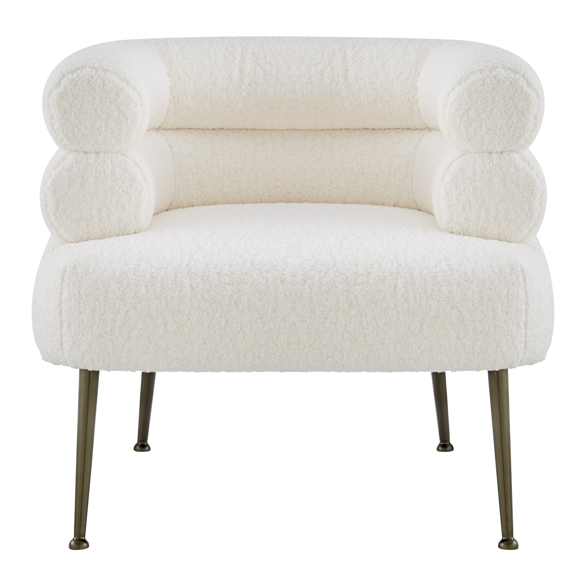 Zerline White Faux Shearling Fabric Accent Armchair