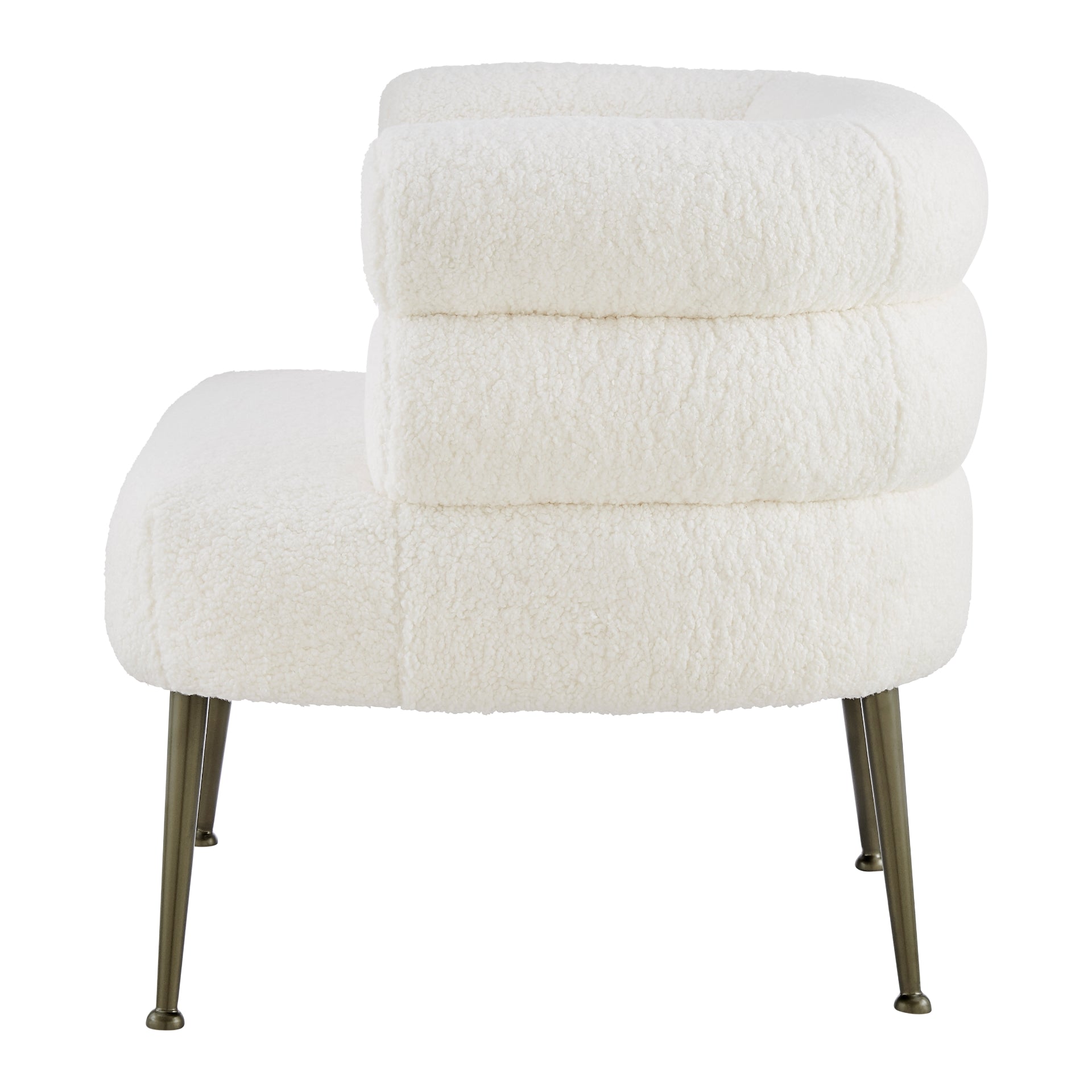 Zerline White Faux Shearling Fabric Accent Armchair