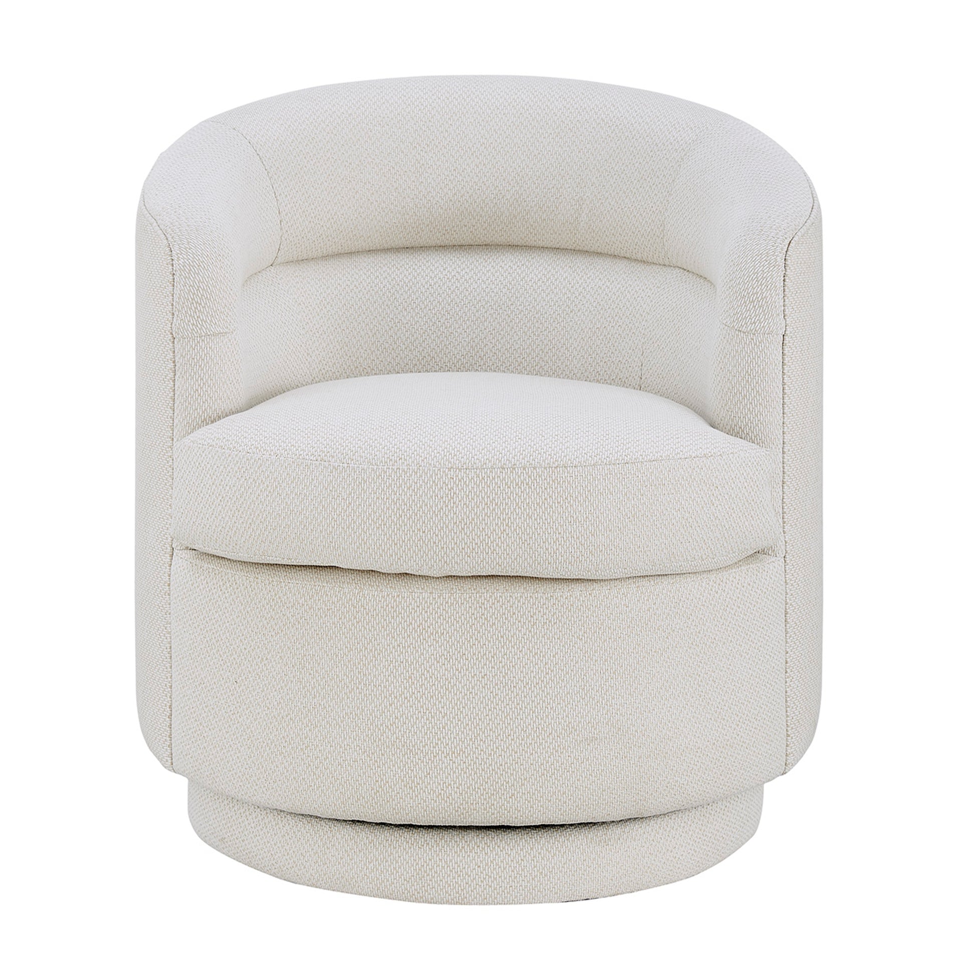 Rachel Minimalist White Fabric Swivel Accent Arm Chair
