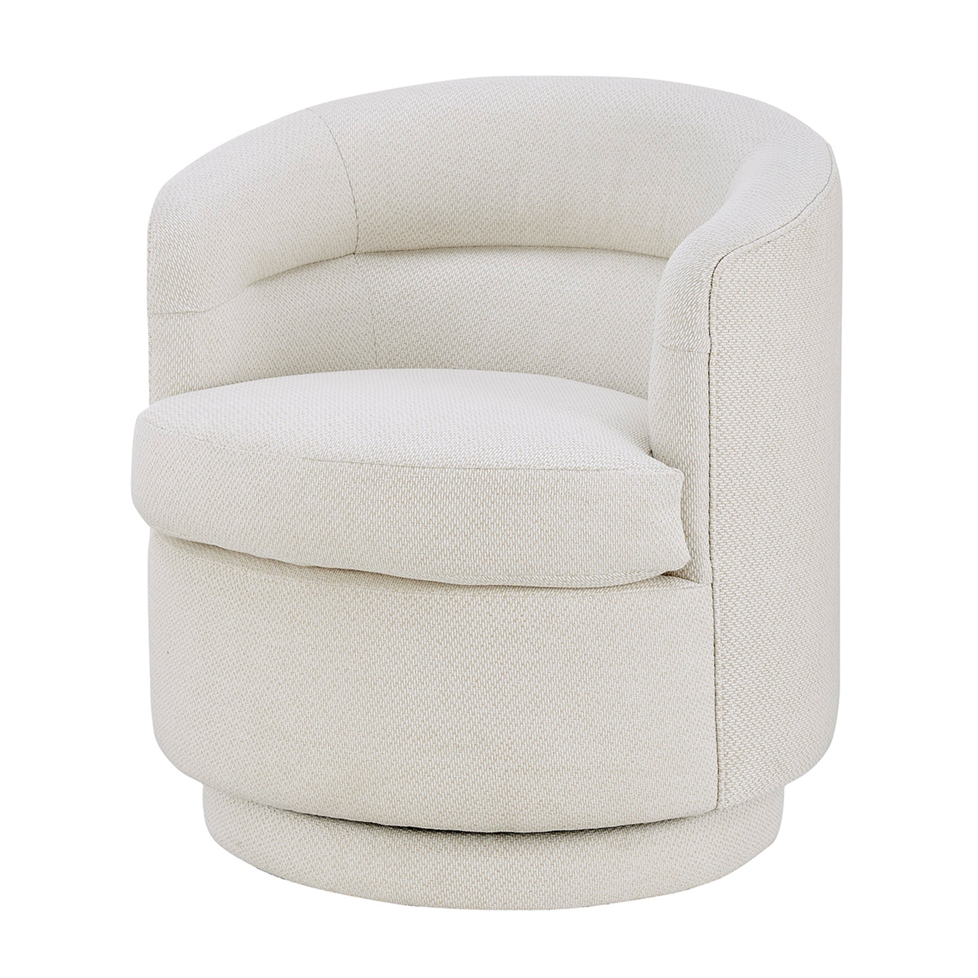 Rachel Minimalist White Fabric Swivel Accent Arm Chair
