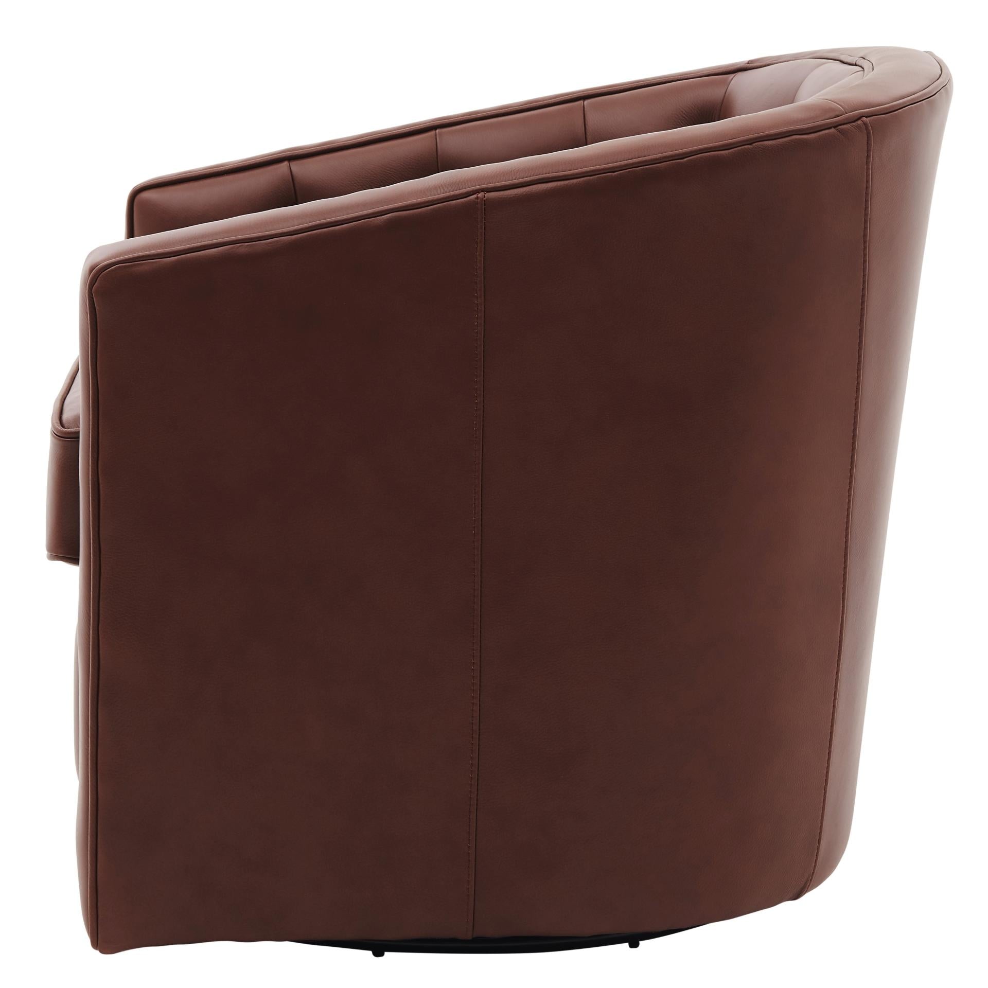 Walsh Top Grain Leather Swivel Accent Arm Chair