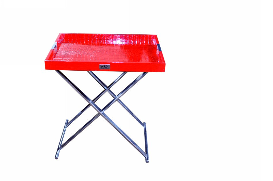 A&X Cecilia Red Crocodile Tray Table