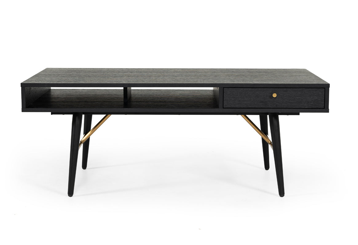 Modrest Billy Modern Black Oak & Gold Coffee Table