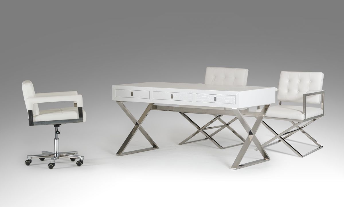 A&X Congress Transitional White Crocodile Office Desk