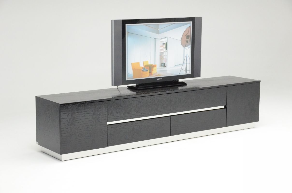 A&X Skyline Modern Black Crocodile Lacquer TV Unit