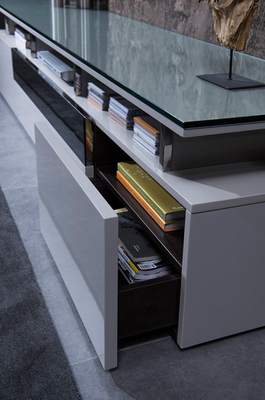 Modrest Hurst Contemporary Grey Gloss TV Stand - What A Room