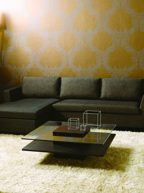 Emulsion Modern Black Oak Glass Coffee Table