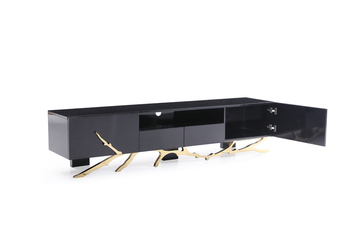 Modrest Legend Modern Black & Gold 79" TV Stand - What A Room