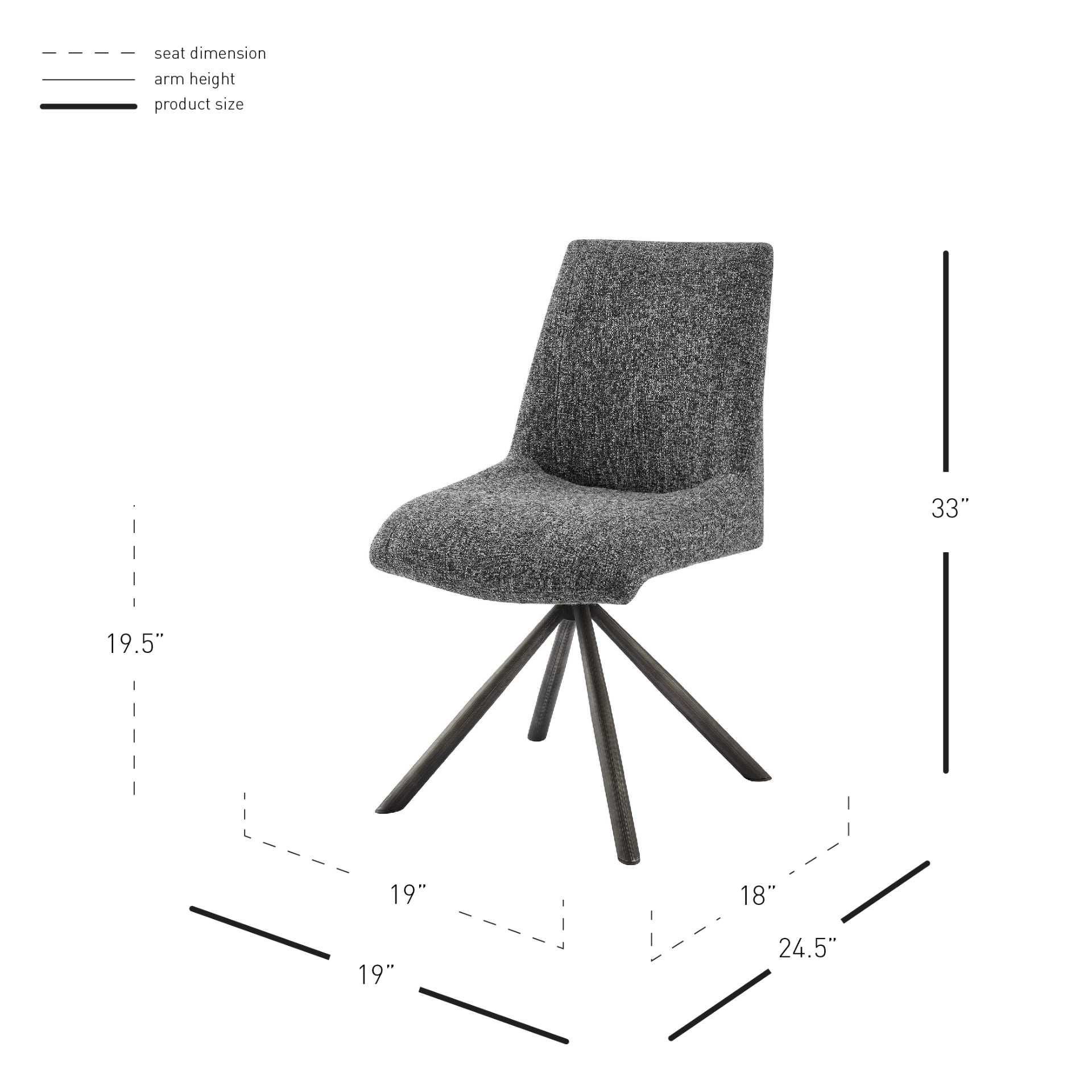 Viona  Fabric Swivel Dining Side Chair