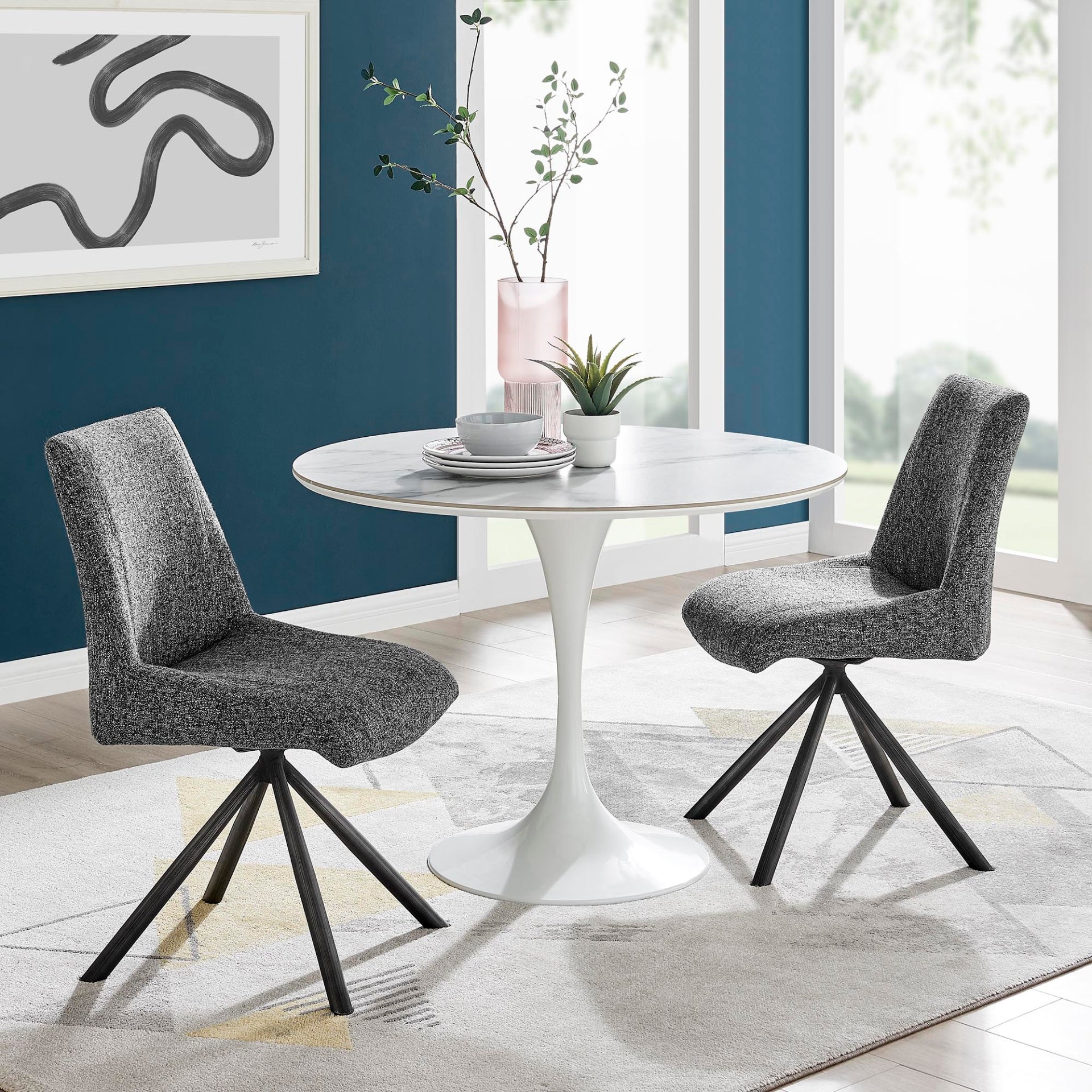 Viona  Fabric Swivel Dining Side Chair