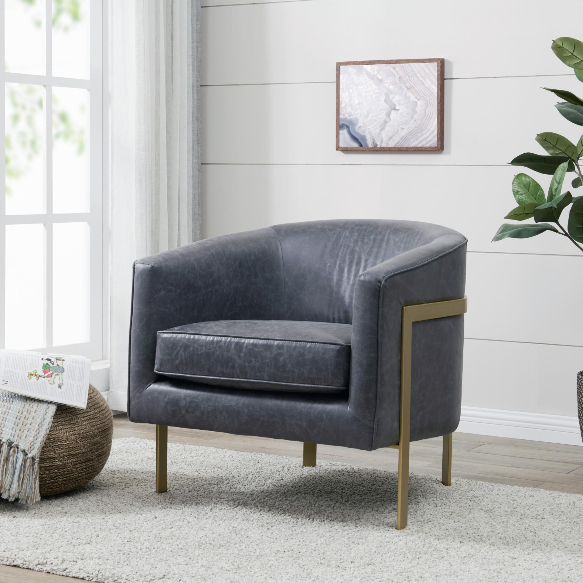 Harrod PU Accent Arm Chair Gold Legs
