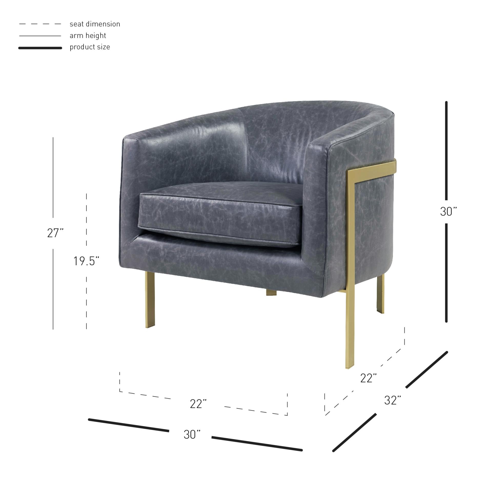 Harrod PU Accent Arm Chair Gold Legs