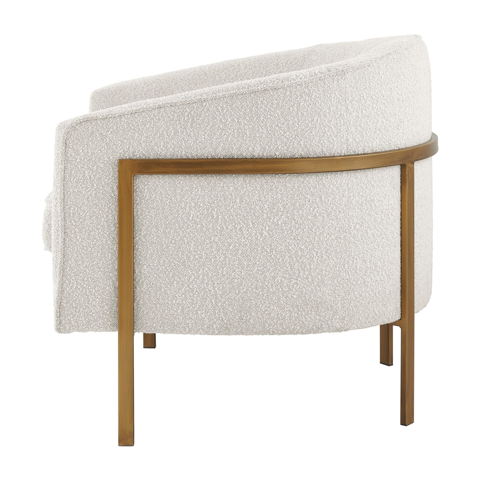 Harrod White Fabric Accent Arm Chair