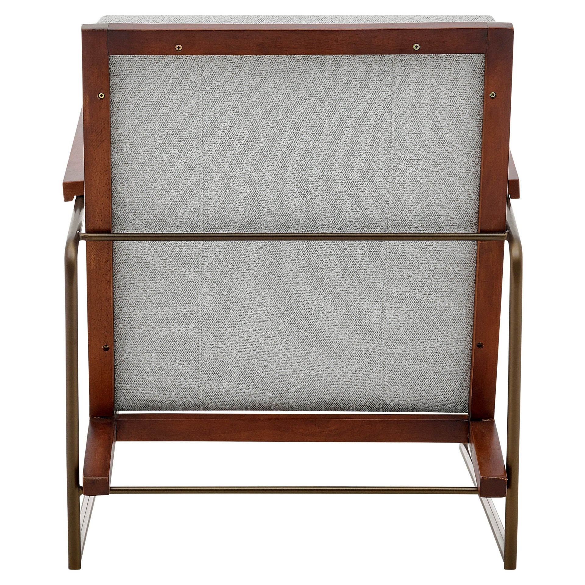 MCM Light Grey Damian Fabric Accent Arm Chair Tubular Bronze Finish Steel Legs