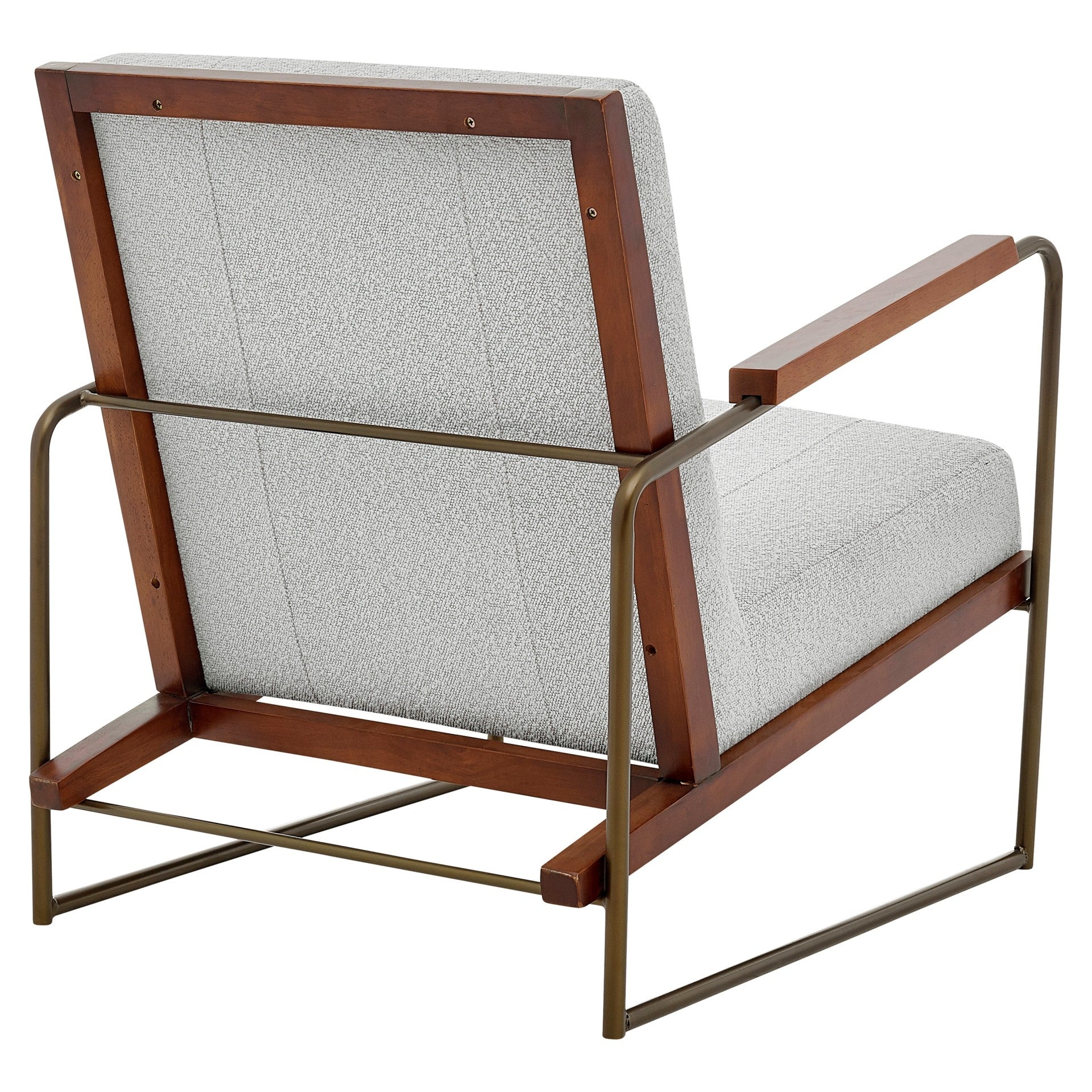 MCM Light Grey Damian Fabric Accent Arm Chair Tubular Bronze Finish Steel Legs