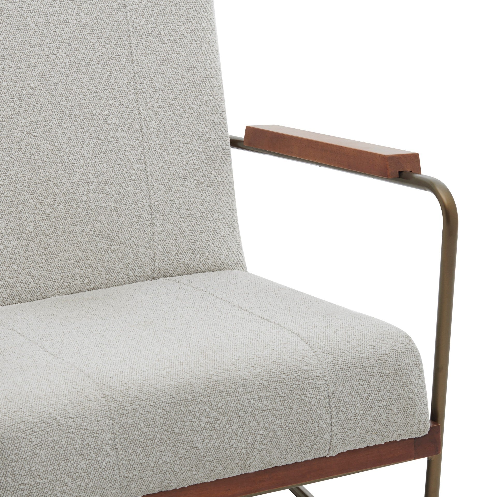 MCM Light Grey Damian Fabric Accent Arm Chair Tubular Bronze Finish Steel Legs