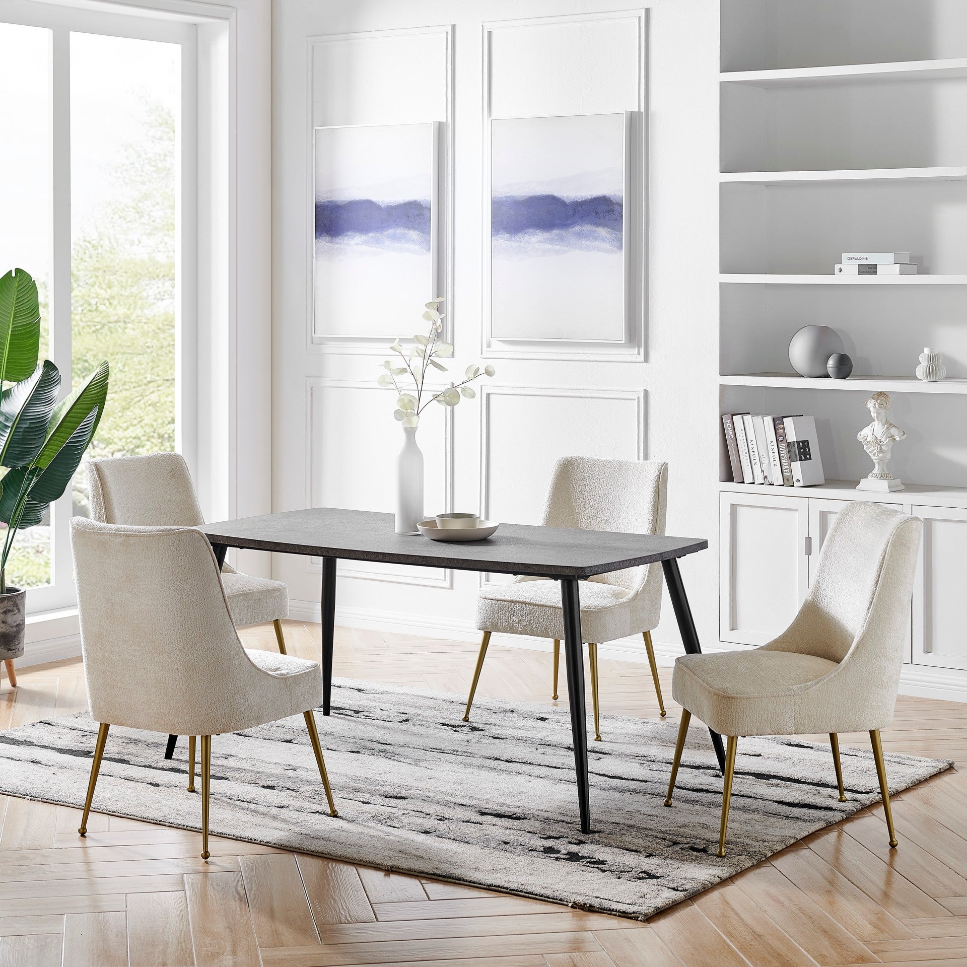 Cedric  Fabric Dining Side Chair Gold Legs (Set of 2)