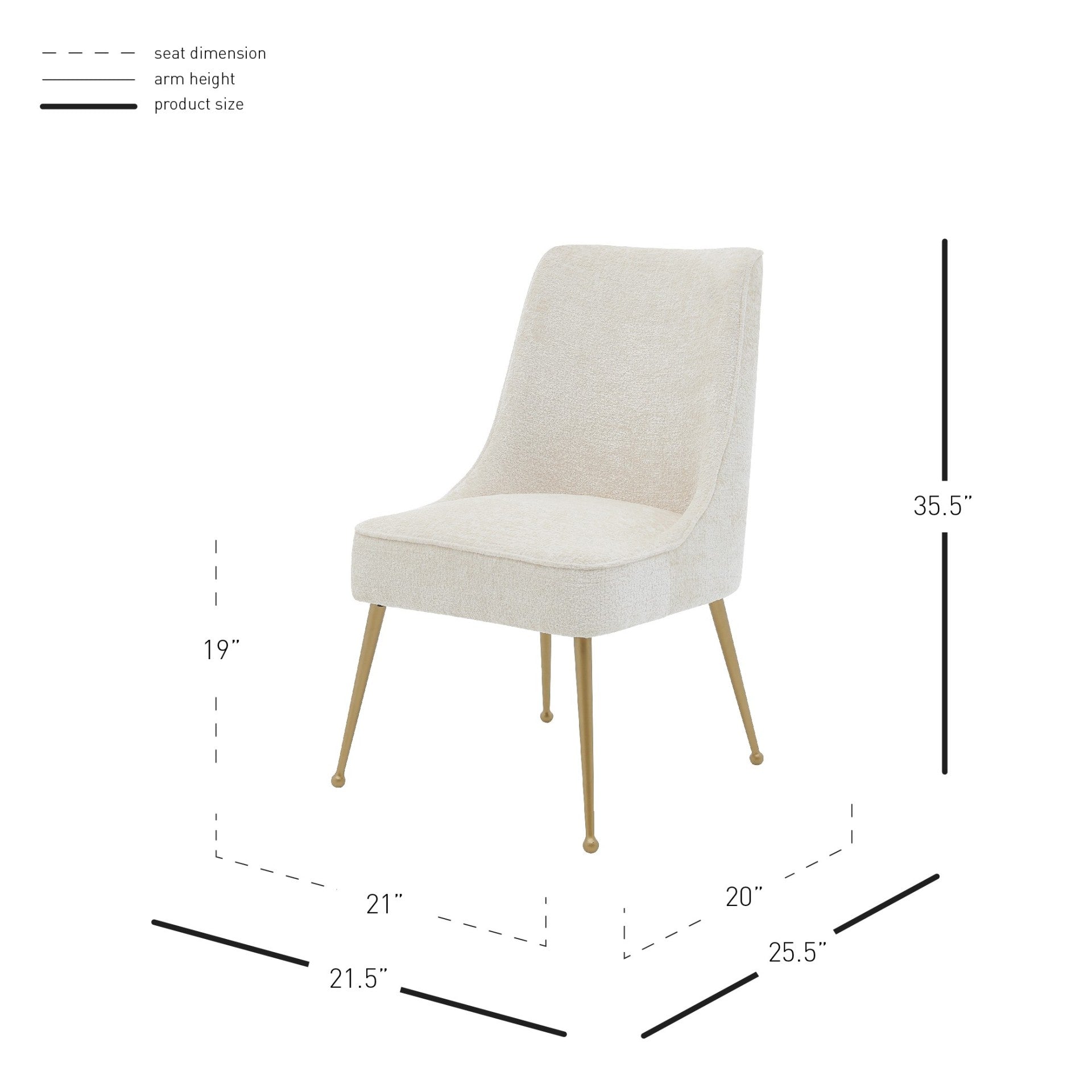 Cedric  Fabric Dining Side Chair Gold Legs (Set of 2)