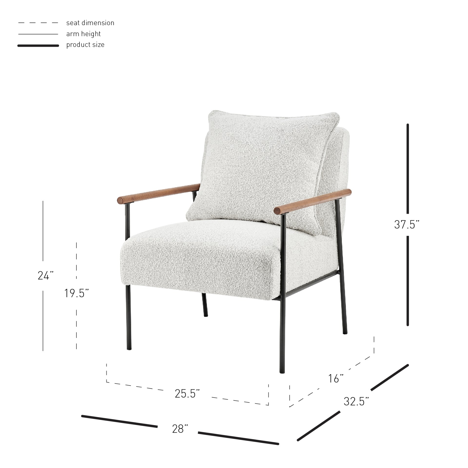Quinton White Fabric Accent Arm Chair