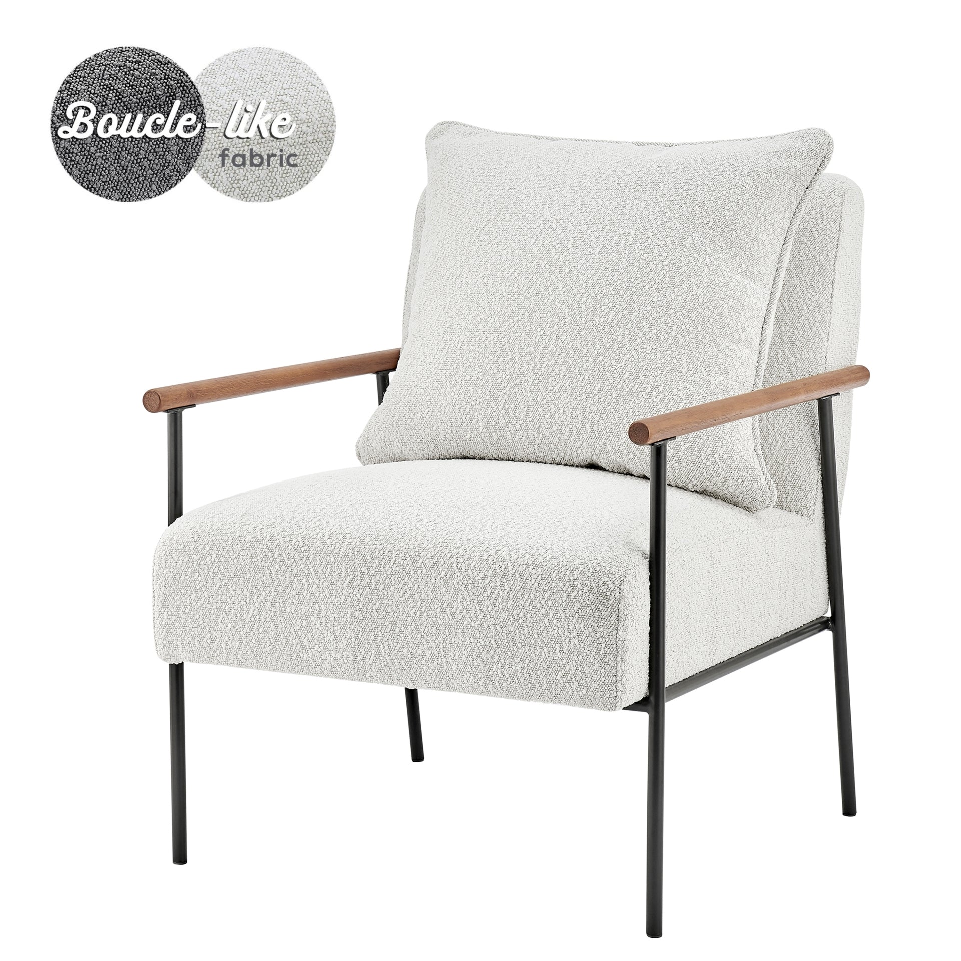 Quinton White Fabric Accent Arm Chair