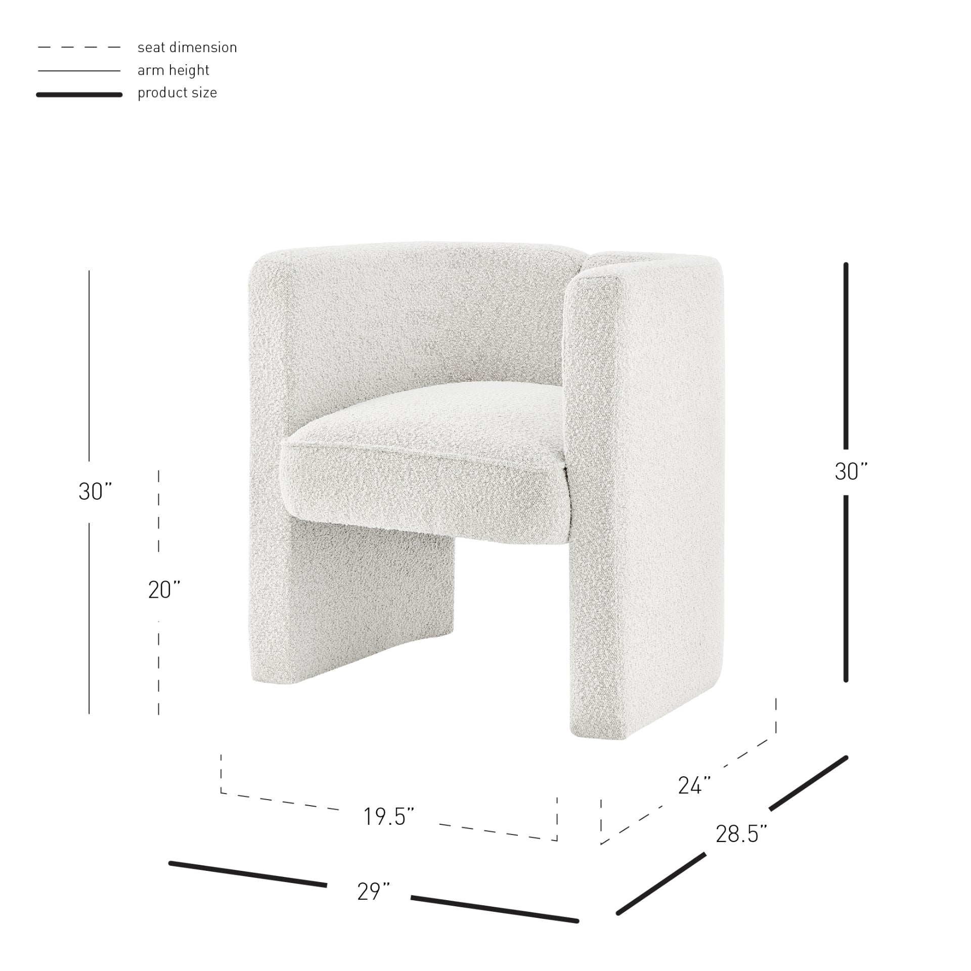 Ariela White Fabric Accent Arm Chair