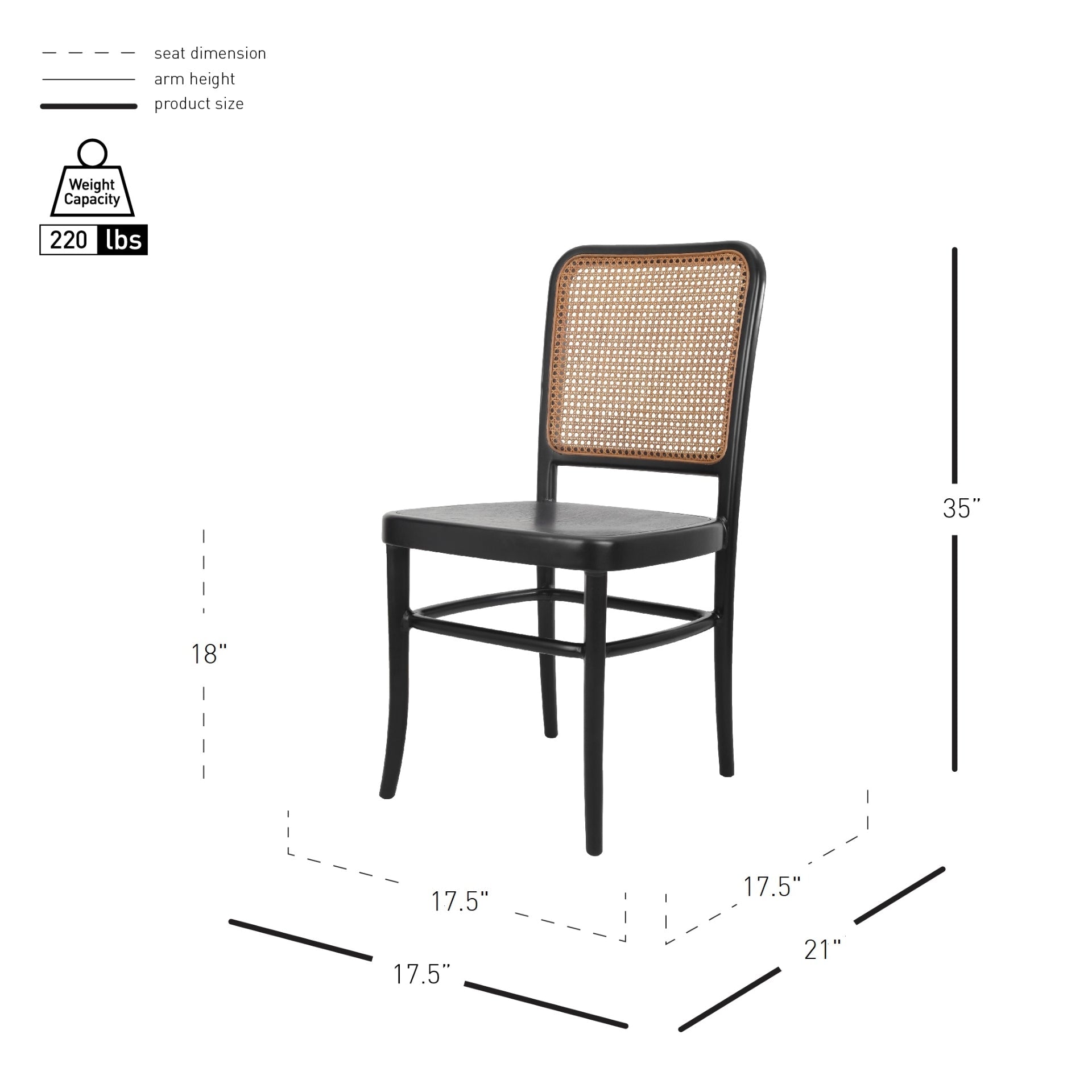 Sonora Rattan Dining Side Chair Wood Seat (Set of 2)