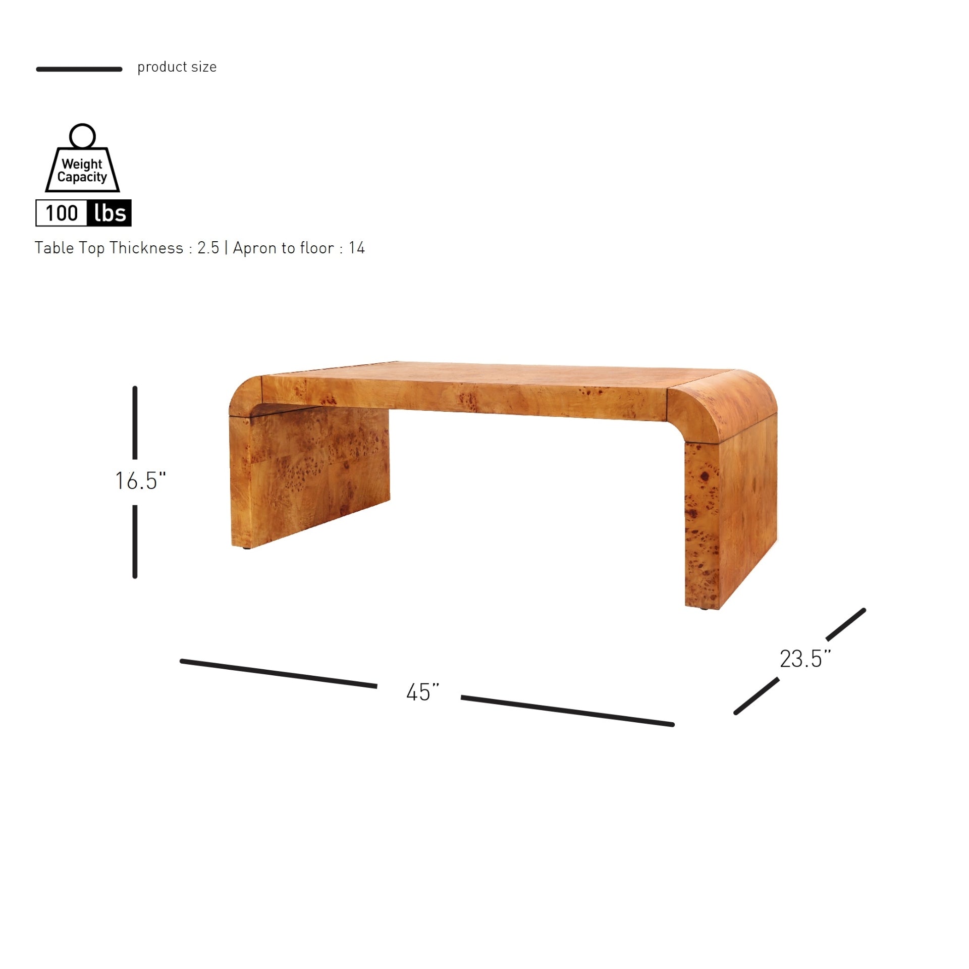 Adriel Burl Wood Coffee Table