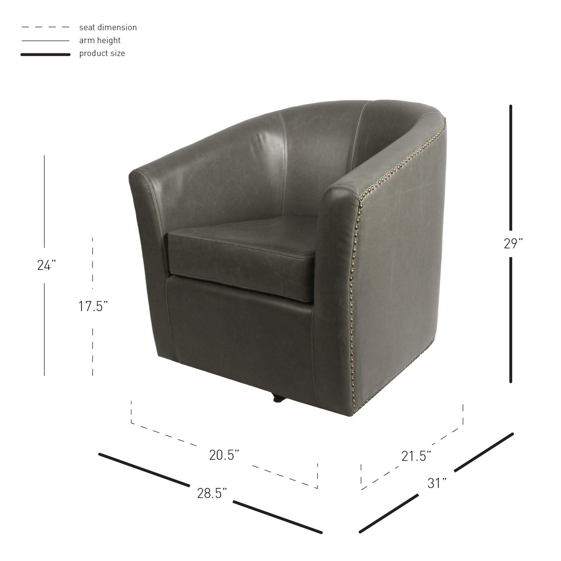 Ernest Bonded Leather Swivel Accent Arm Chair