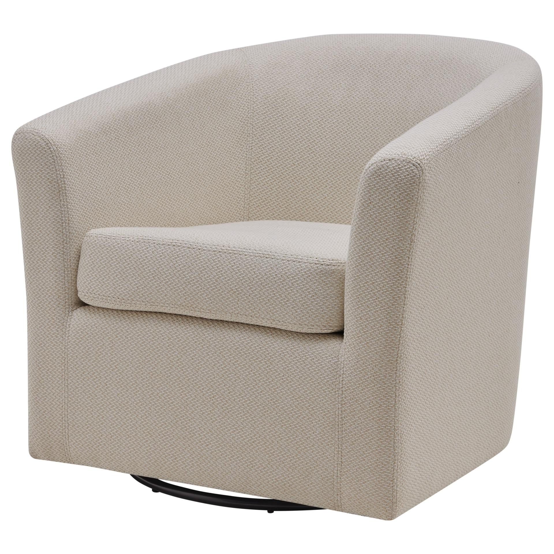 Hayden Fabric Swivel Accent Lounge Arm Chair in Cream Tone