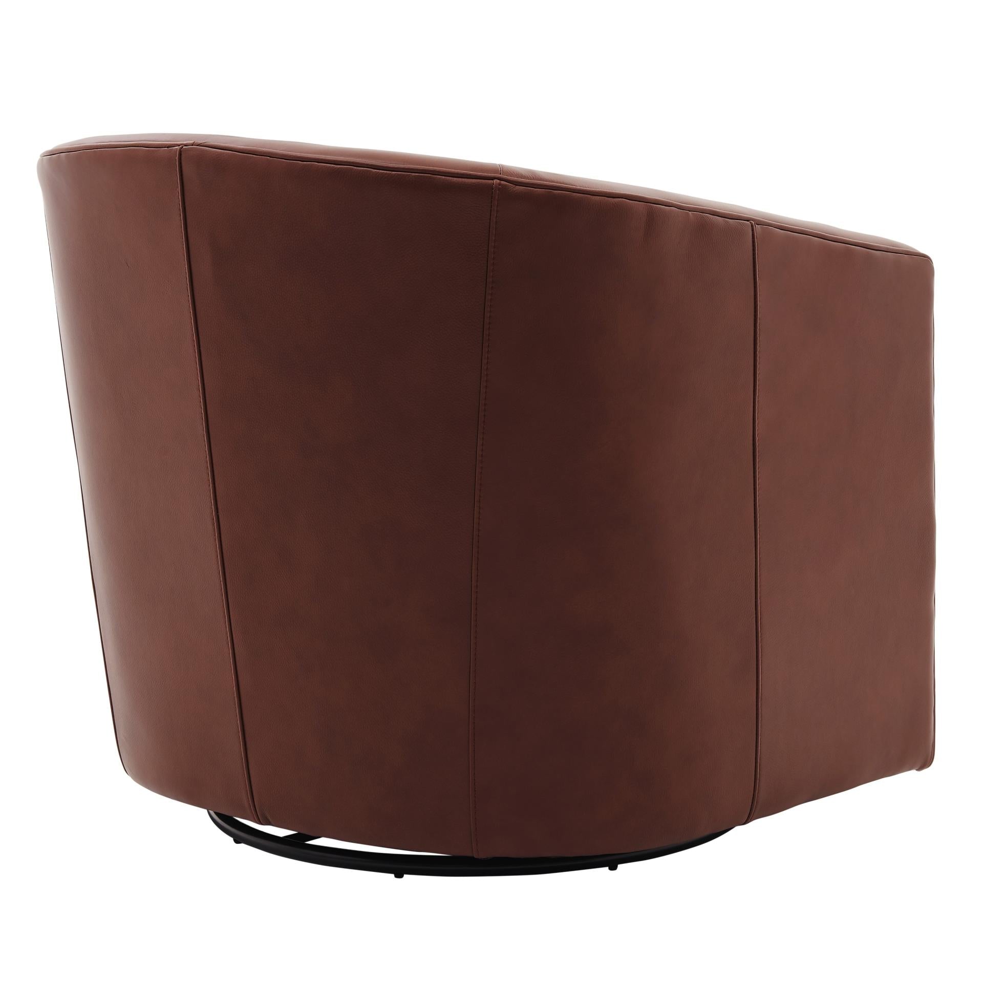 Walsh Top Grain Leather Swivel Accent Arm Chair