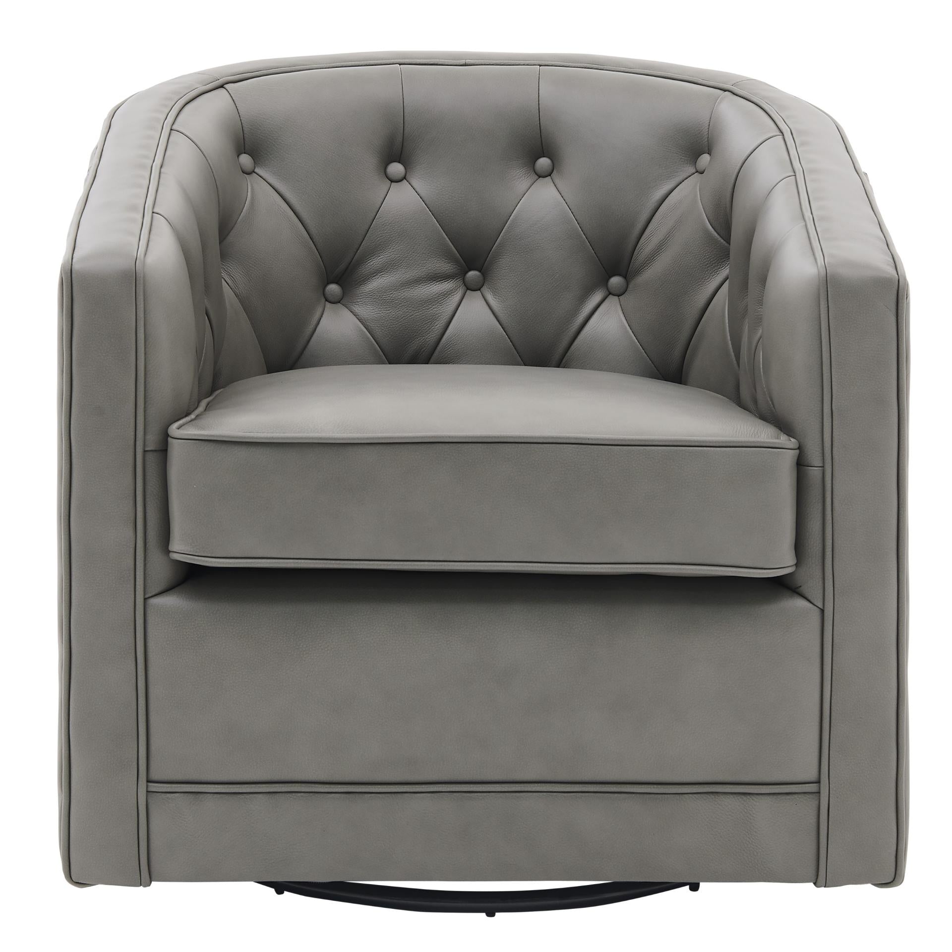 Walsh Top Grain Leather Swivel Accent Arm Chair