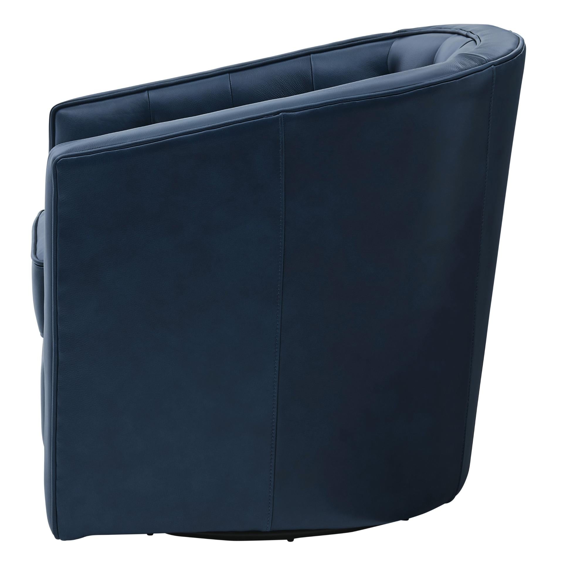 Walsh Top Grain Leather Swivel Accent Arm Chair