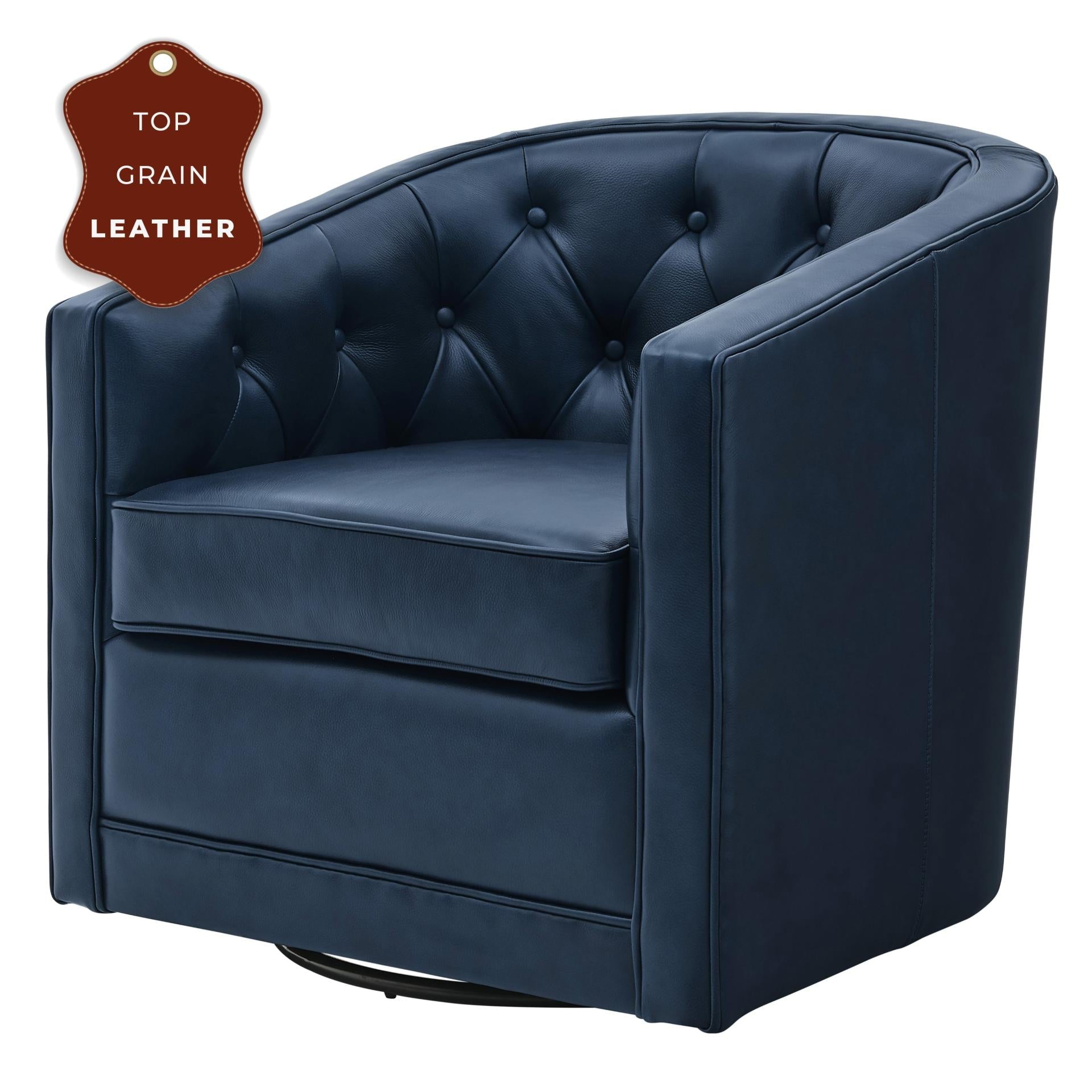 Walsh Top Grain Leather Swivel Accent Arm Chair