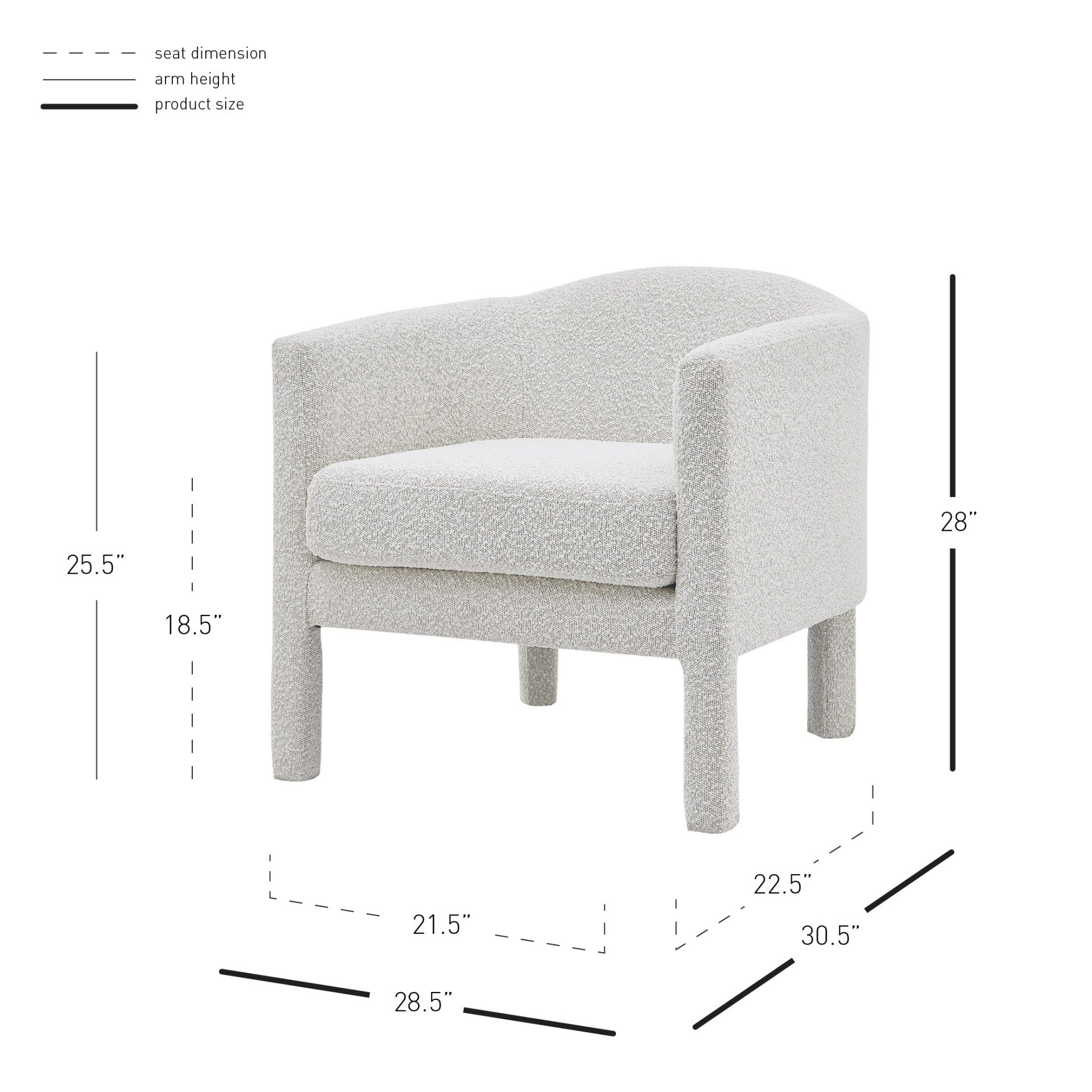 Jennifer Fabric Accent Arm Chair, Boucle Beige