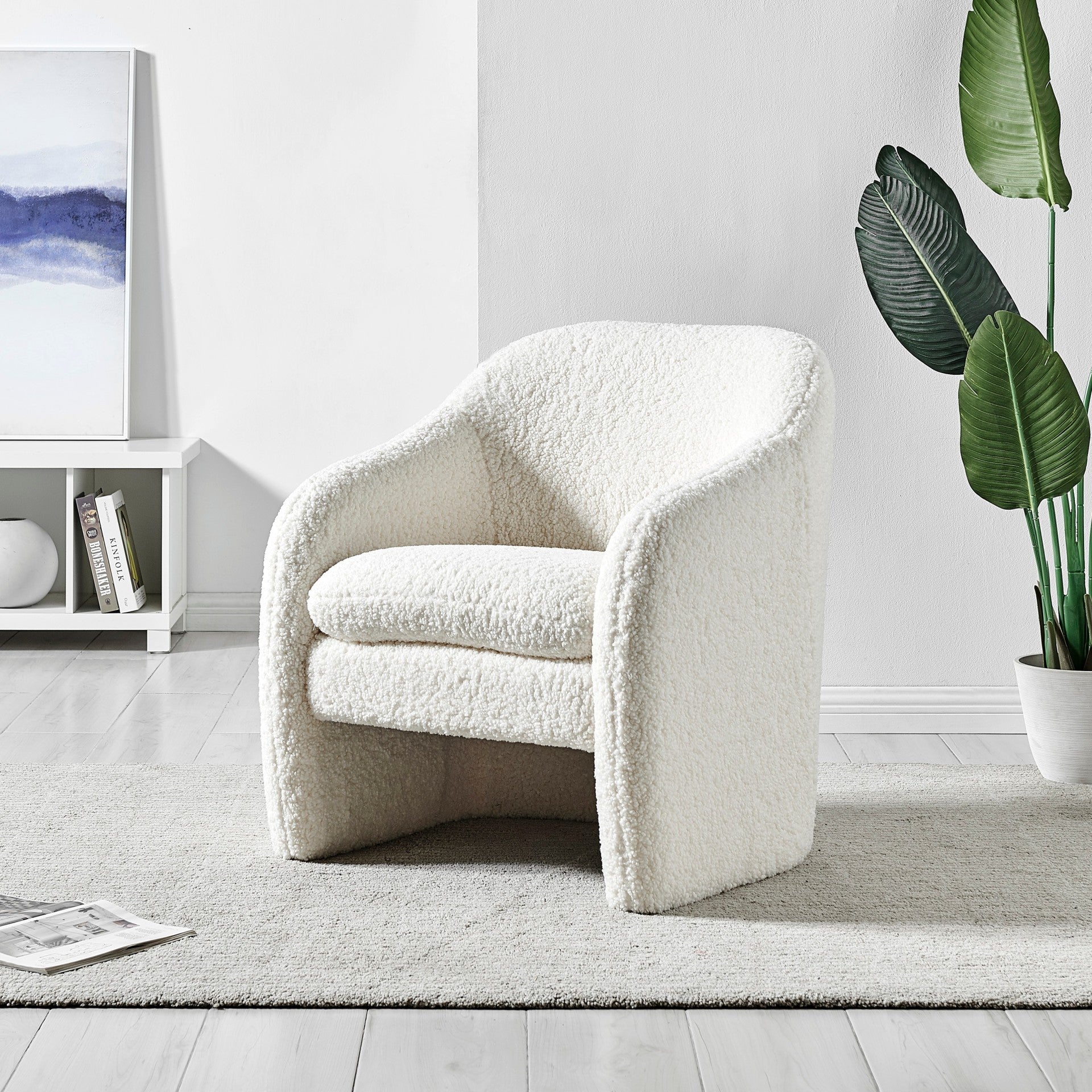 Zella Faux Shearling Fabric Accent Arm Chair