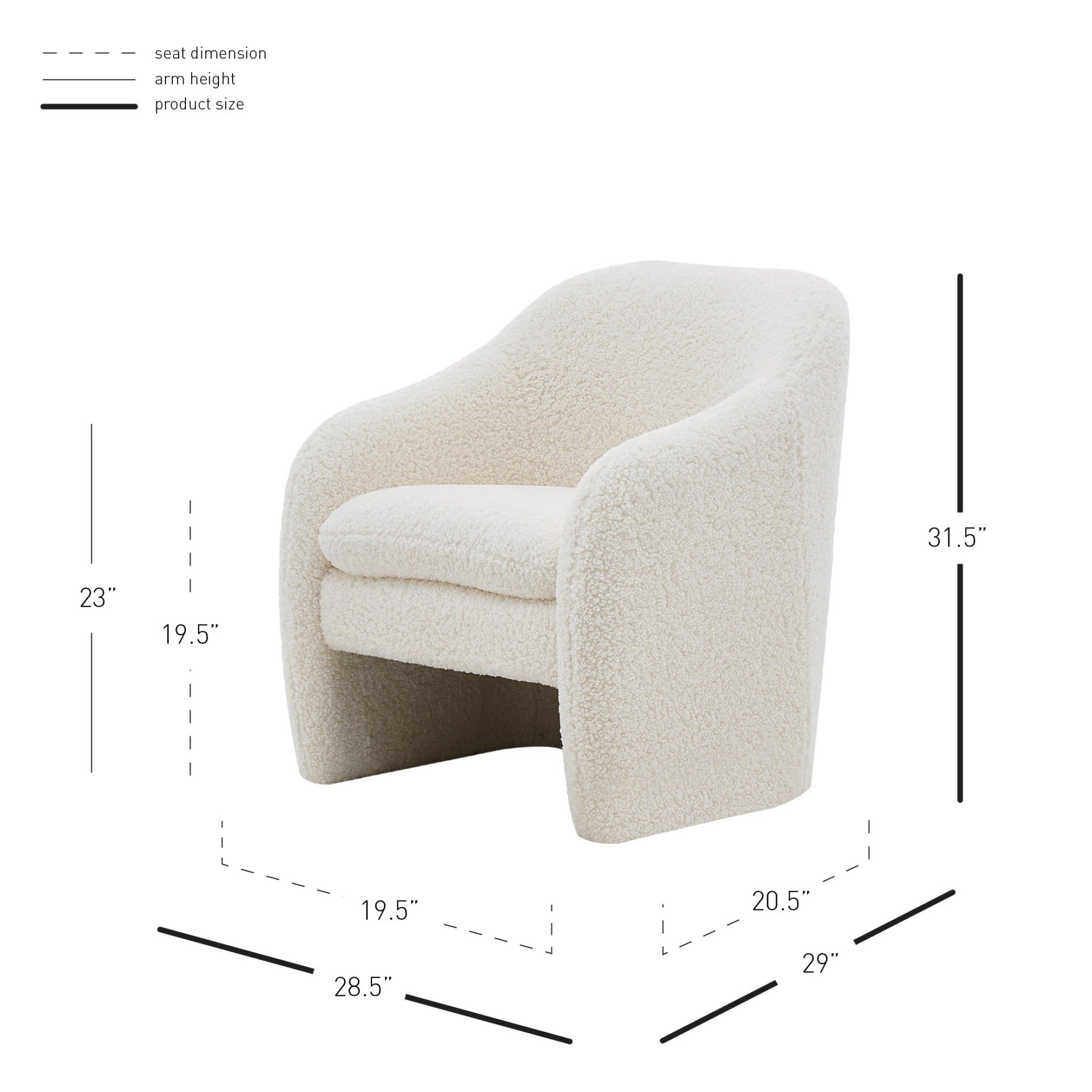 Zella Faux Shearling Fabric Accent Arm Chair
