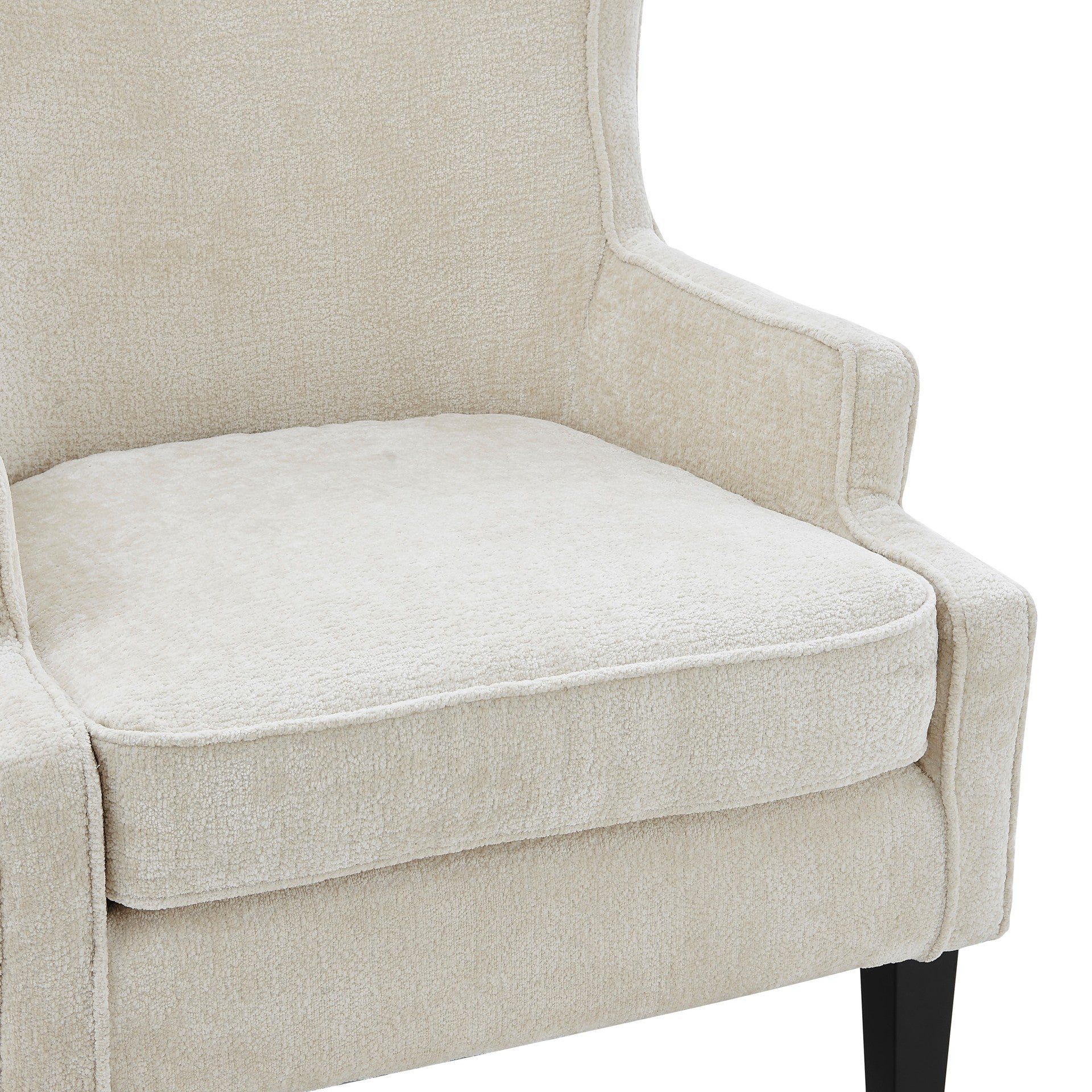 Clementine KD White Fabric Wing Accent Arm Chair