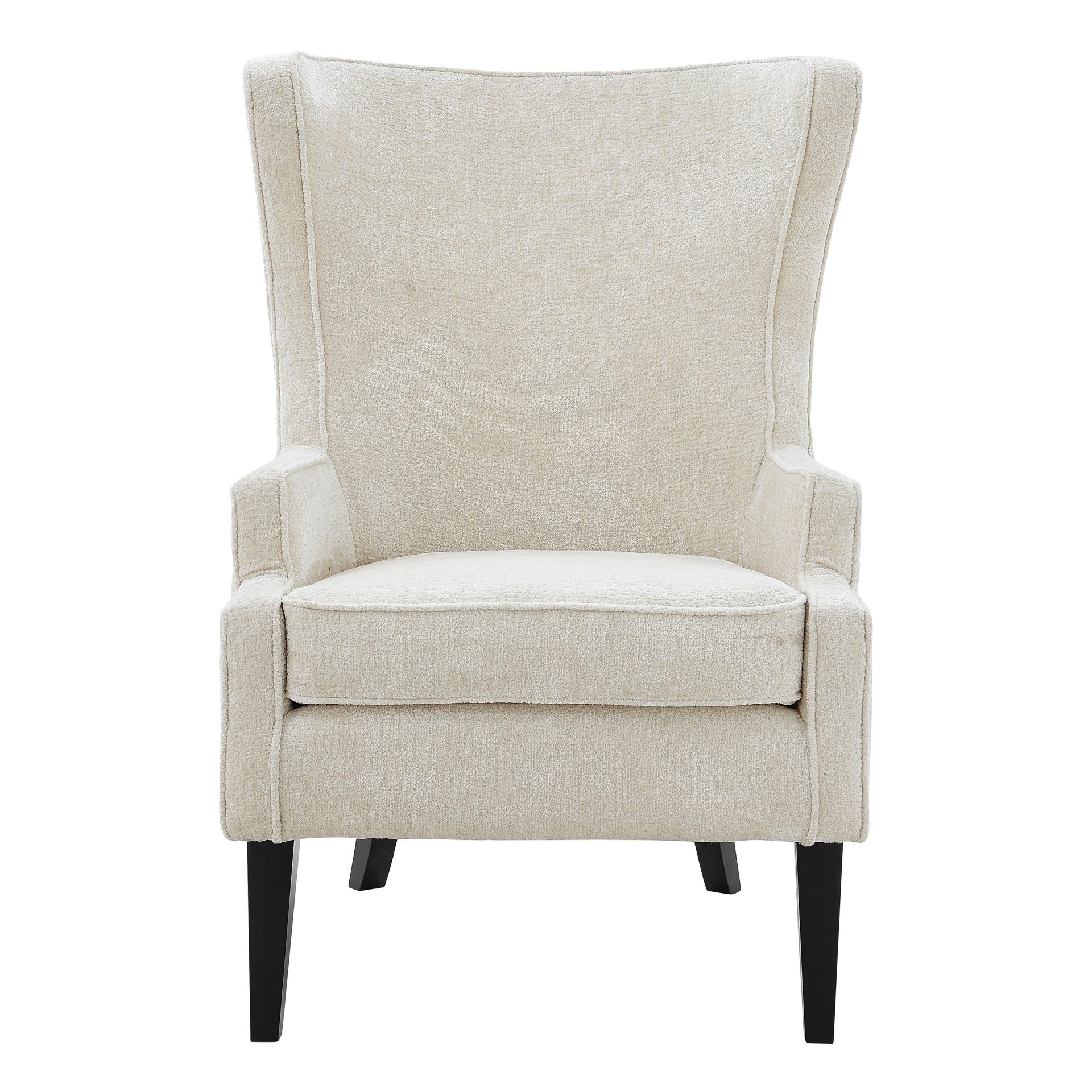 Clementine KD White Fabric Wing Accent Arm Chair