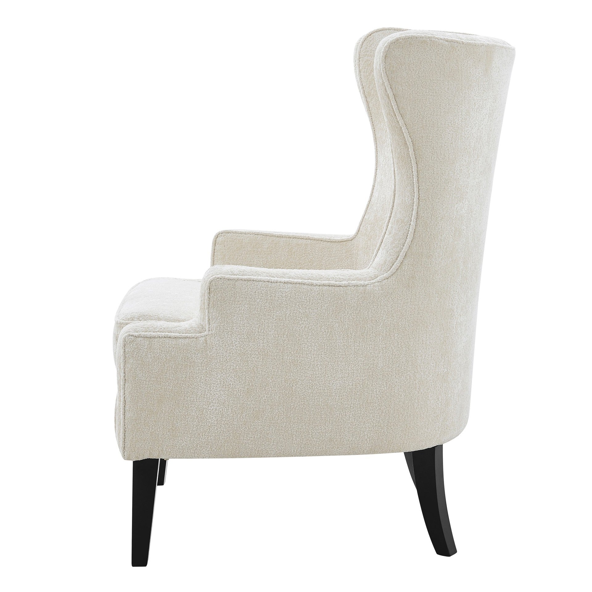 Clementine KD White Fabric Wing Accent Arm Chair