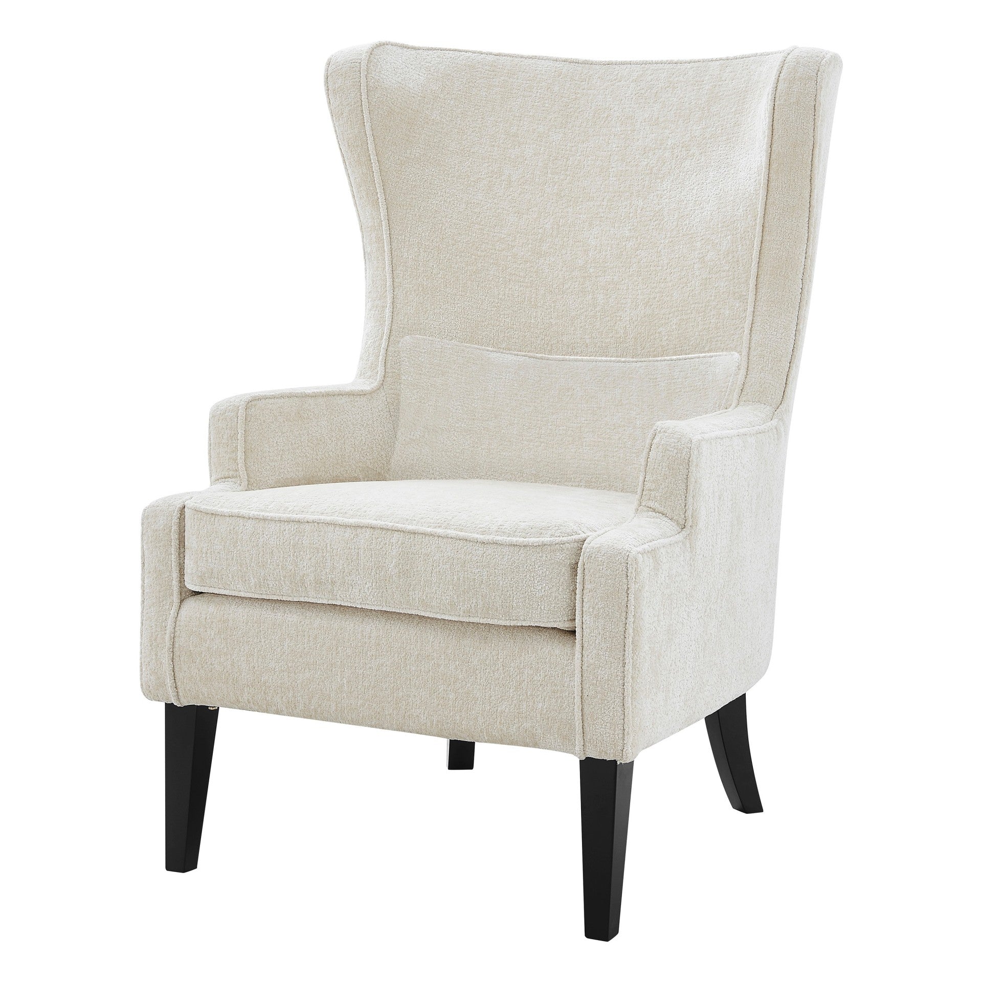 Clementine KD White Fabric Wing Accent Arm Chair