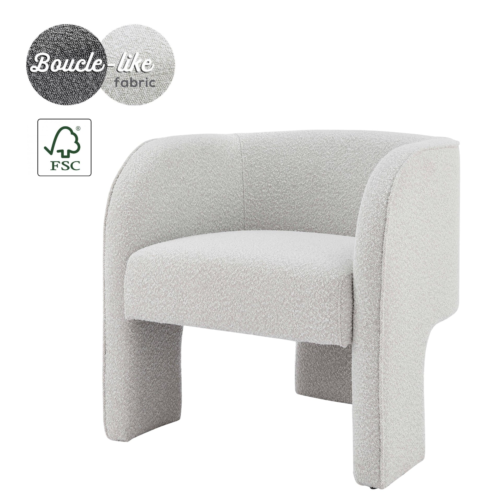 Matteo White Fabric Accent Arm Chair Minimalist Living Room
