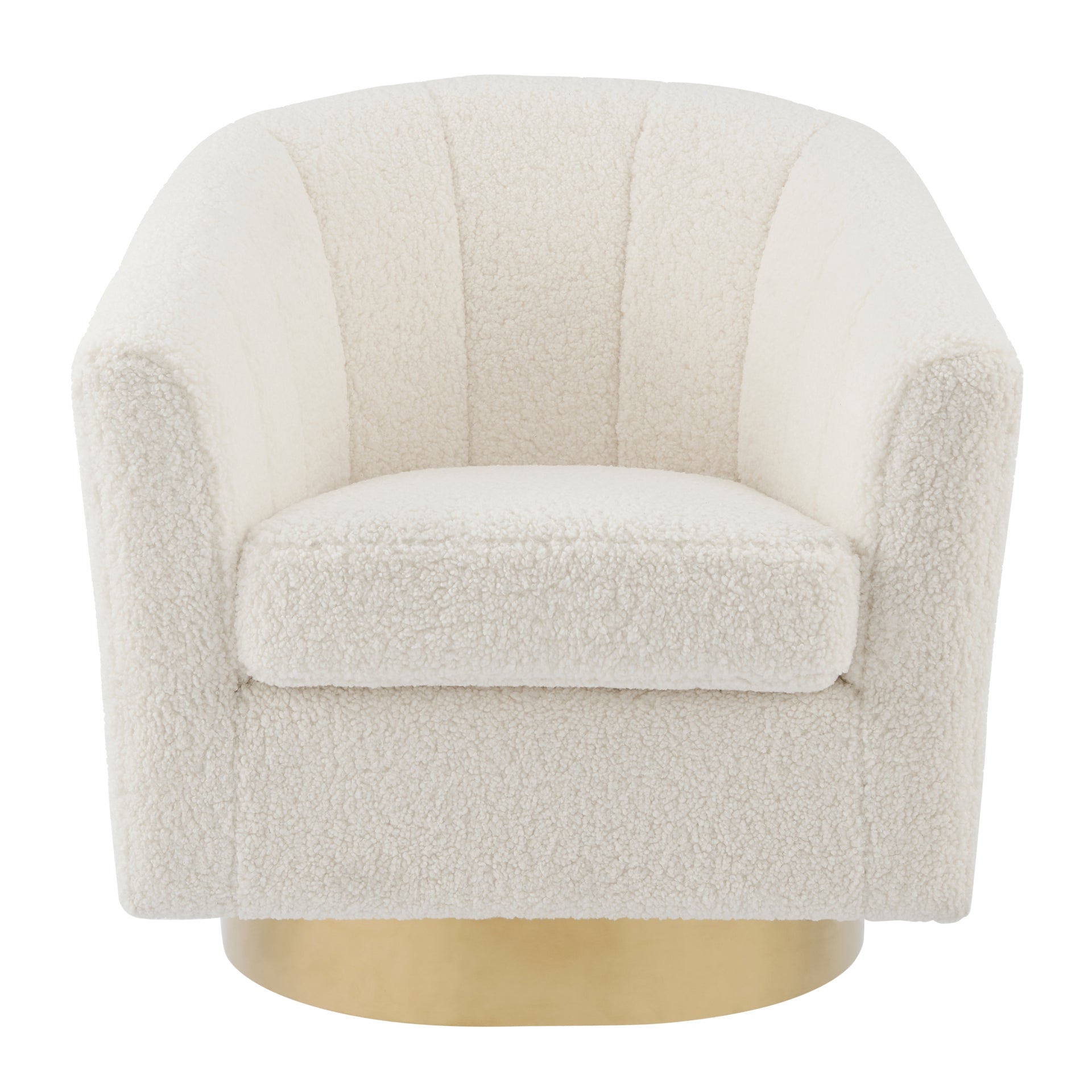 Natasha Biege Fabric w/ Gold Metal Swivel Accent Chair & Armchair