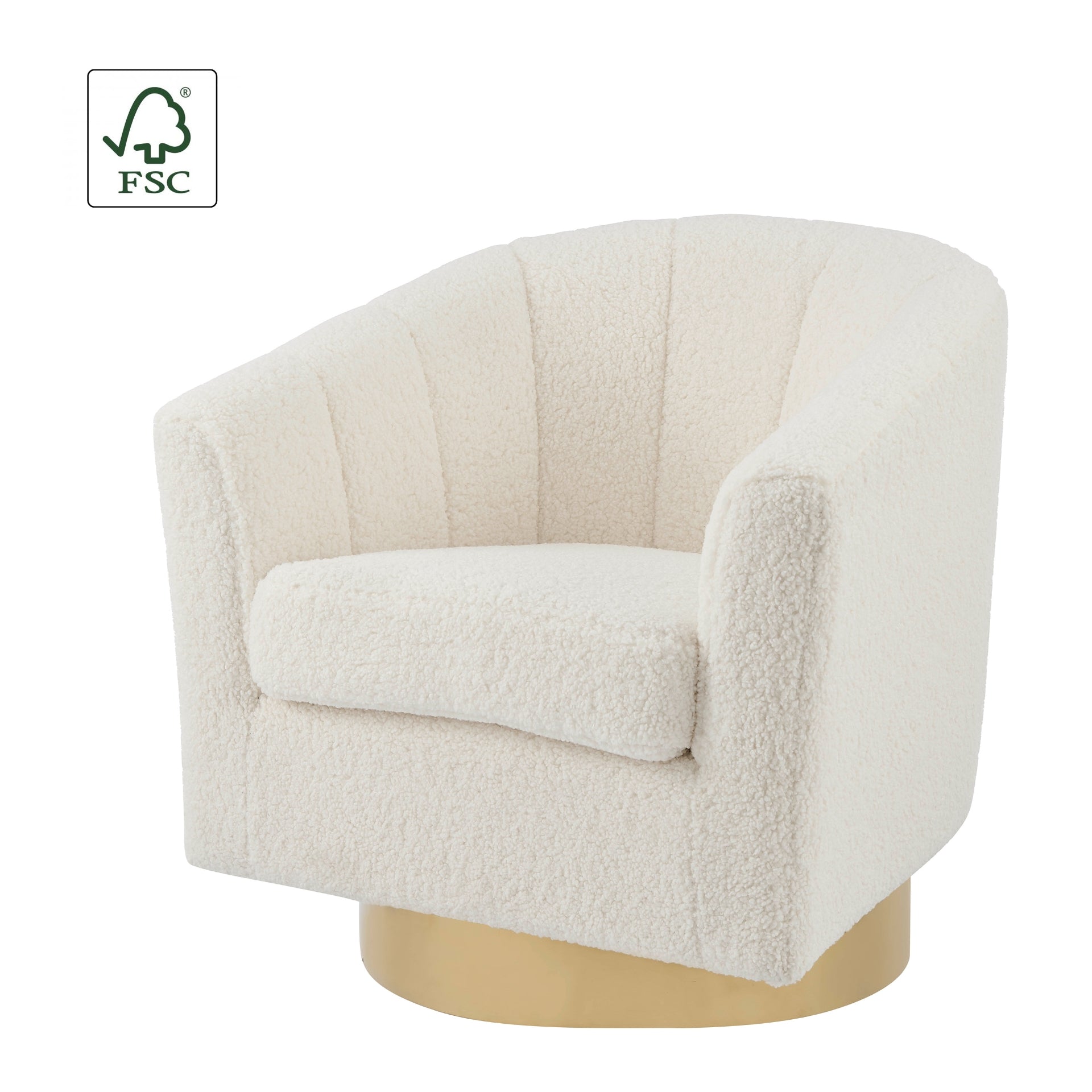 Natasha Biege Fabric w/ Gold Metal Swivel Accent Chair & Armchair