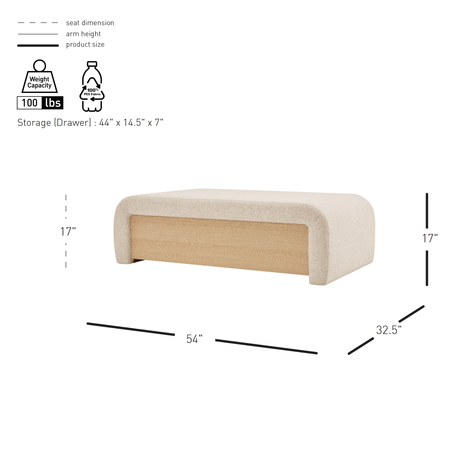 Tammy Fabric Storage Coffee Table/Ottoman