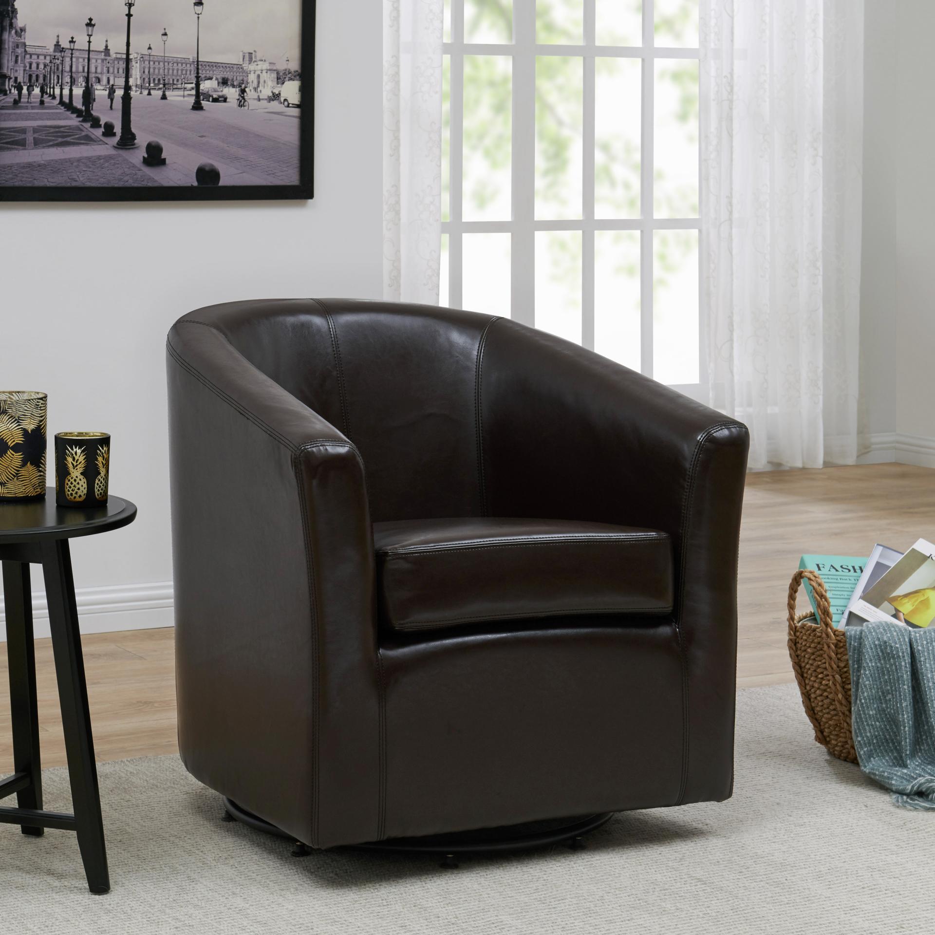 Hayden SWIVEL Bonded Leather Accent Arm Chair