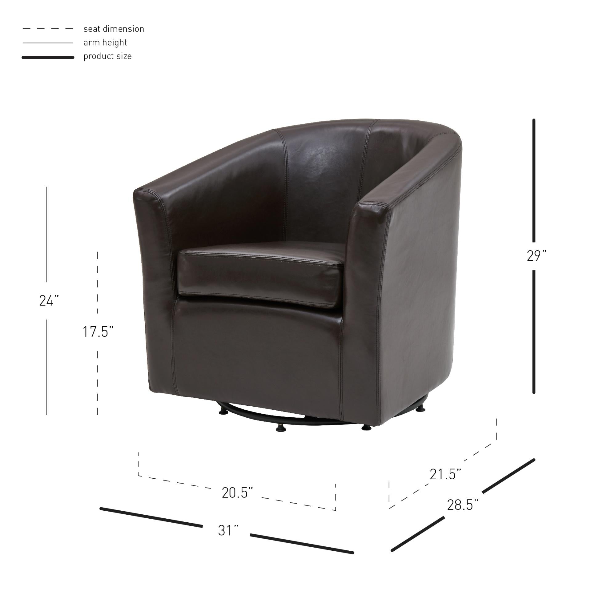 Hayden SWIVEL Bonded Leather Accent Arm Chair