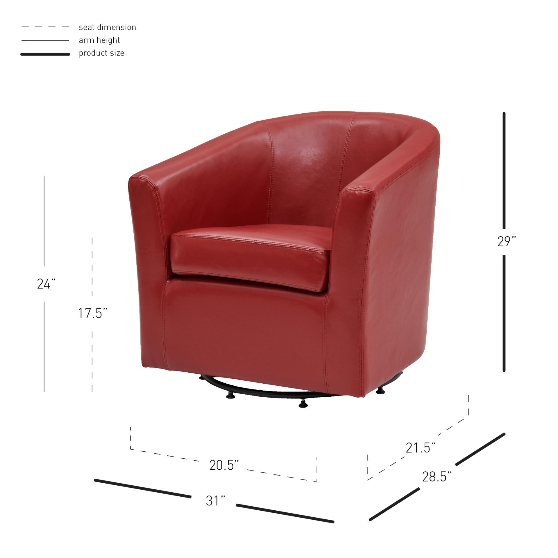 Hayden SWIVEL Bonded Leather Accent Arm Chair