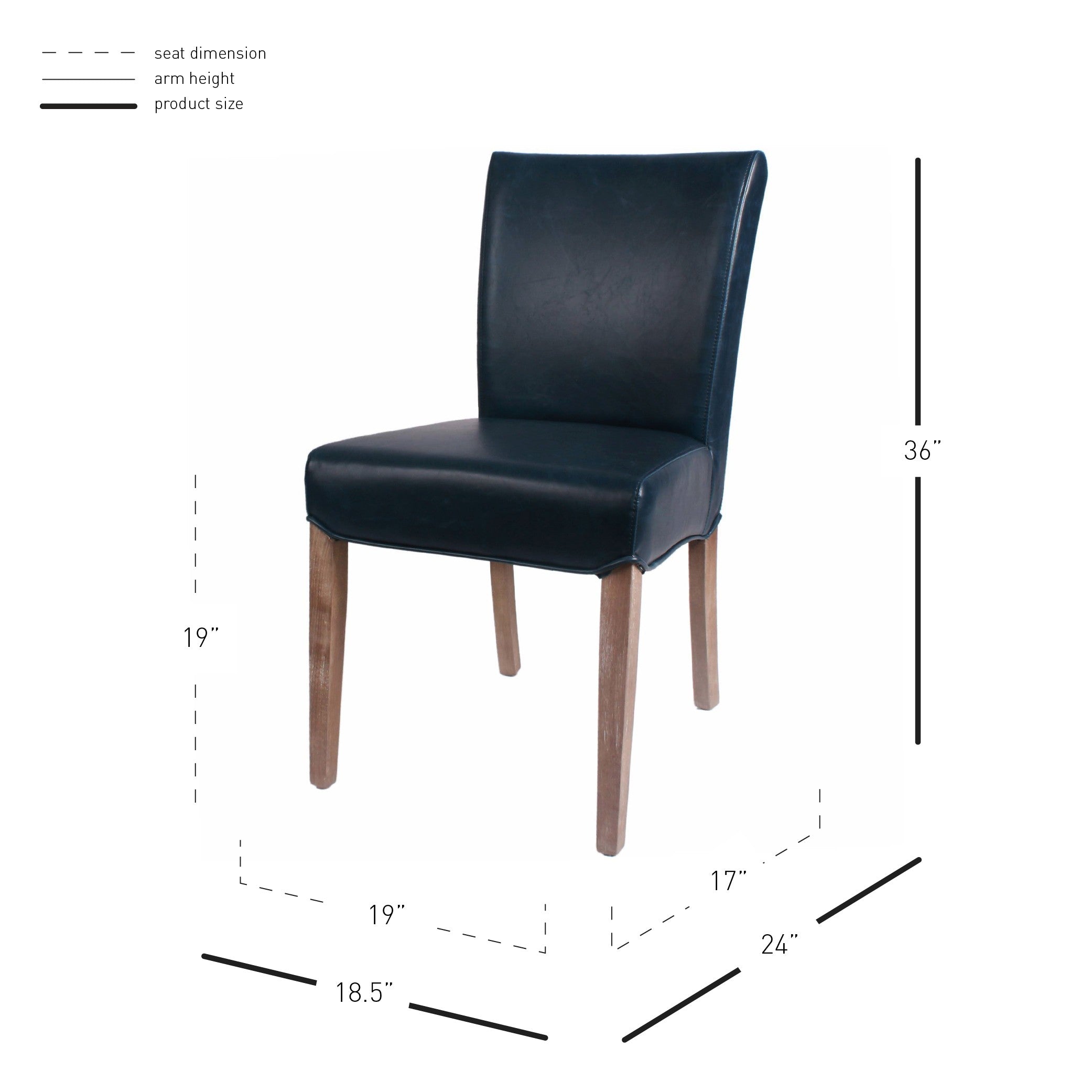 Beverly Hills Bonded Leather Dining Side Chair Drift Wood Legs