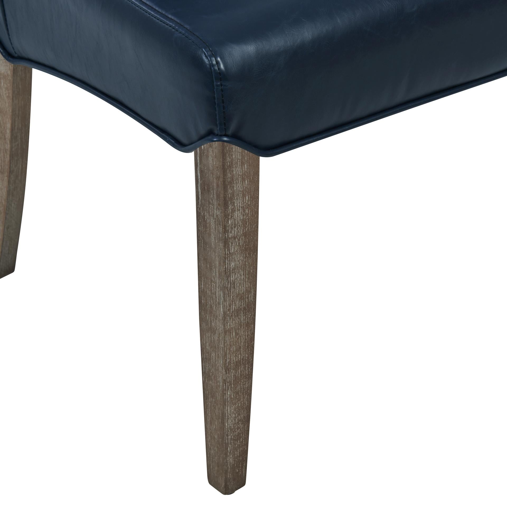 Beverly Hills Bonded Leather Dining Side Chair Drift Wood Legs
