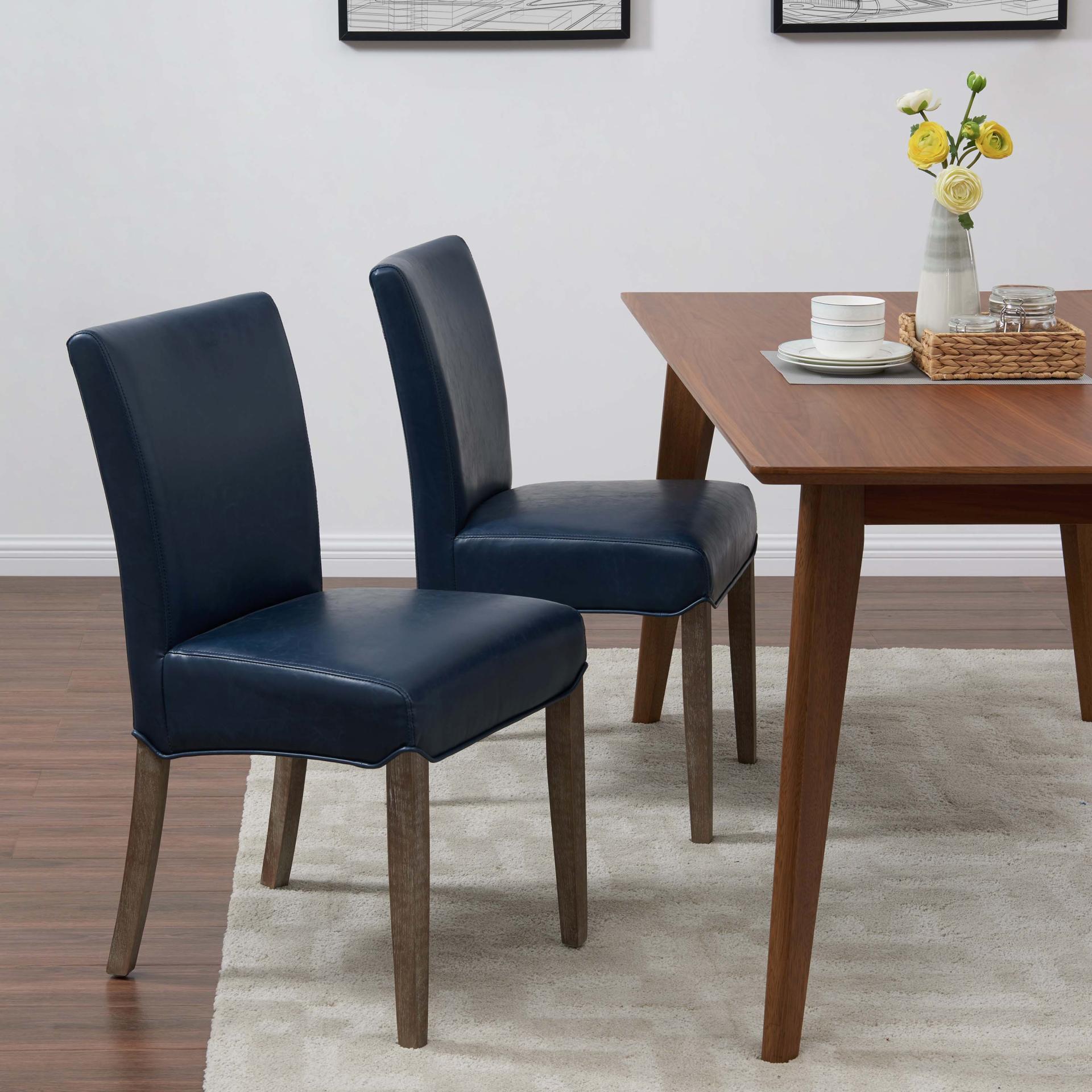 Beverly Hills Bonded Leather Dining Side Chair Drift Wood Legs